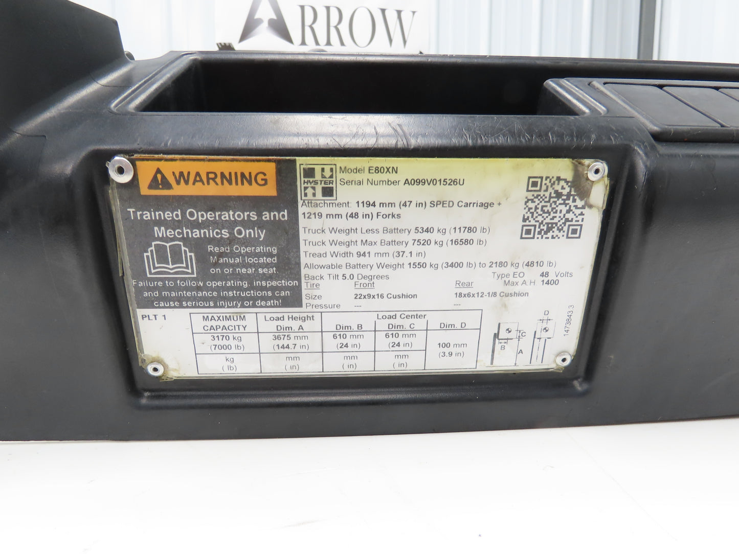 Hyster 8808585 Forklift Steering Wheel & Bracket Assembly Removed From E80XN