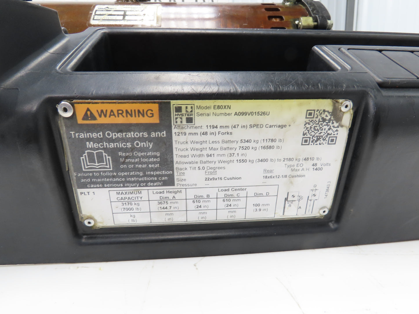 Hyster 8544587 Forklift Traction Drive Motor 48V 21.5kW Off E80XN READ