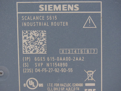 Siemens 6GK5-615-0AA00-2AA2 SCALANCE S615 5-Port Industrial LAN Router SINEMA RC