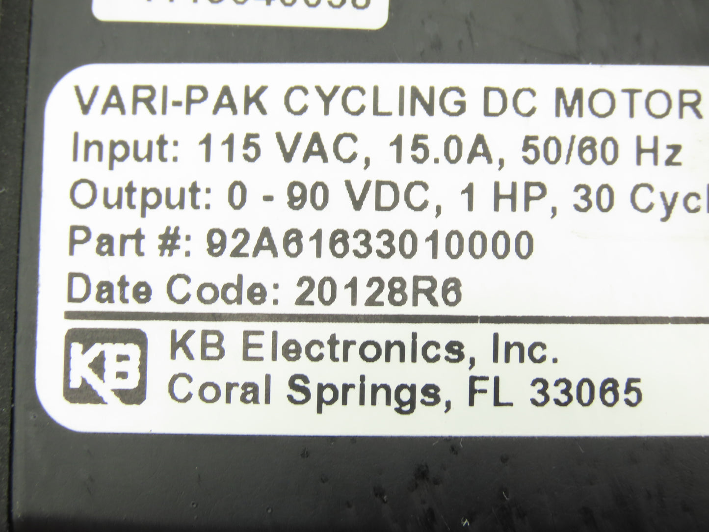 Camco 92A61633010000 Vari-Pak DC Motor Speed Control 0-90VDC 1HP 115V Input