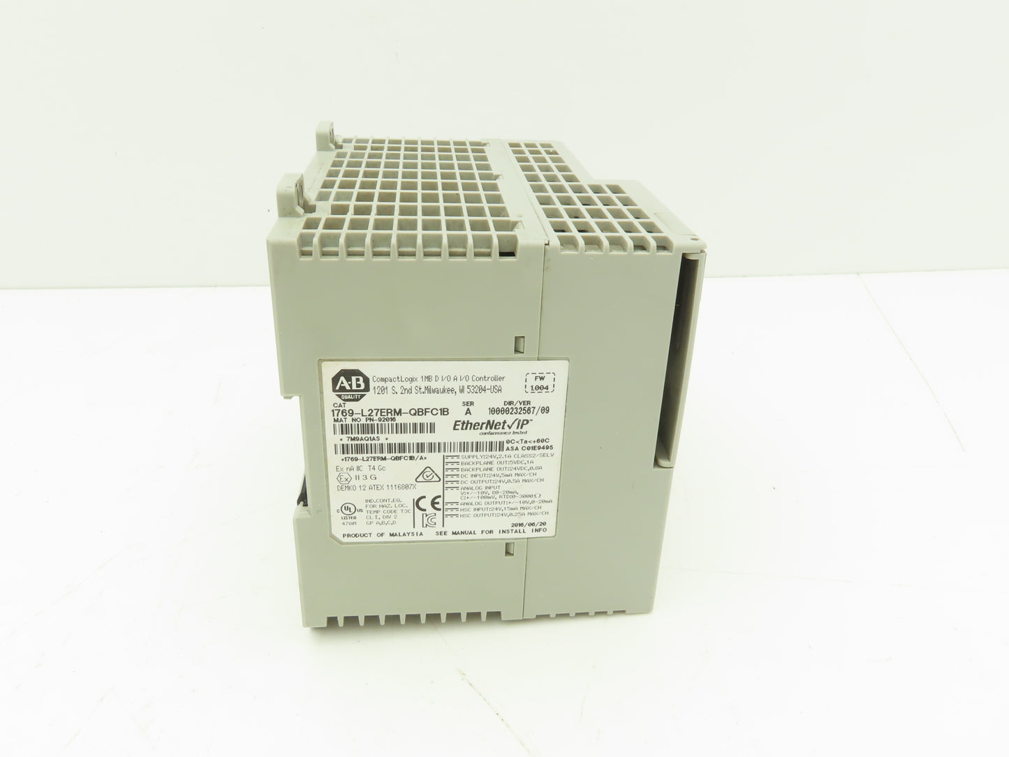 Allen Bradley 1769-L27ERM-QBFC1B CompactLogix 1MB L2 Ethernet Controller Ser A