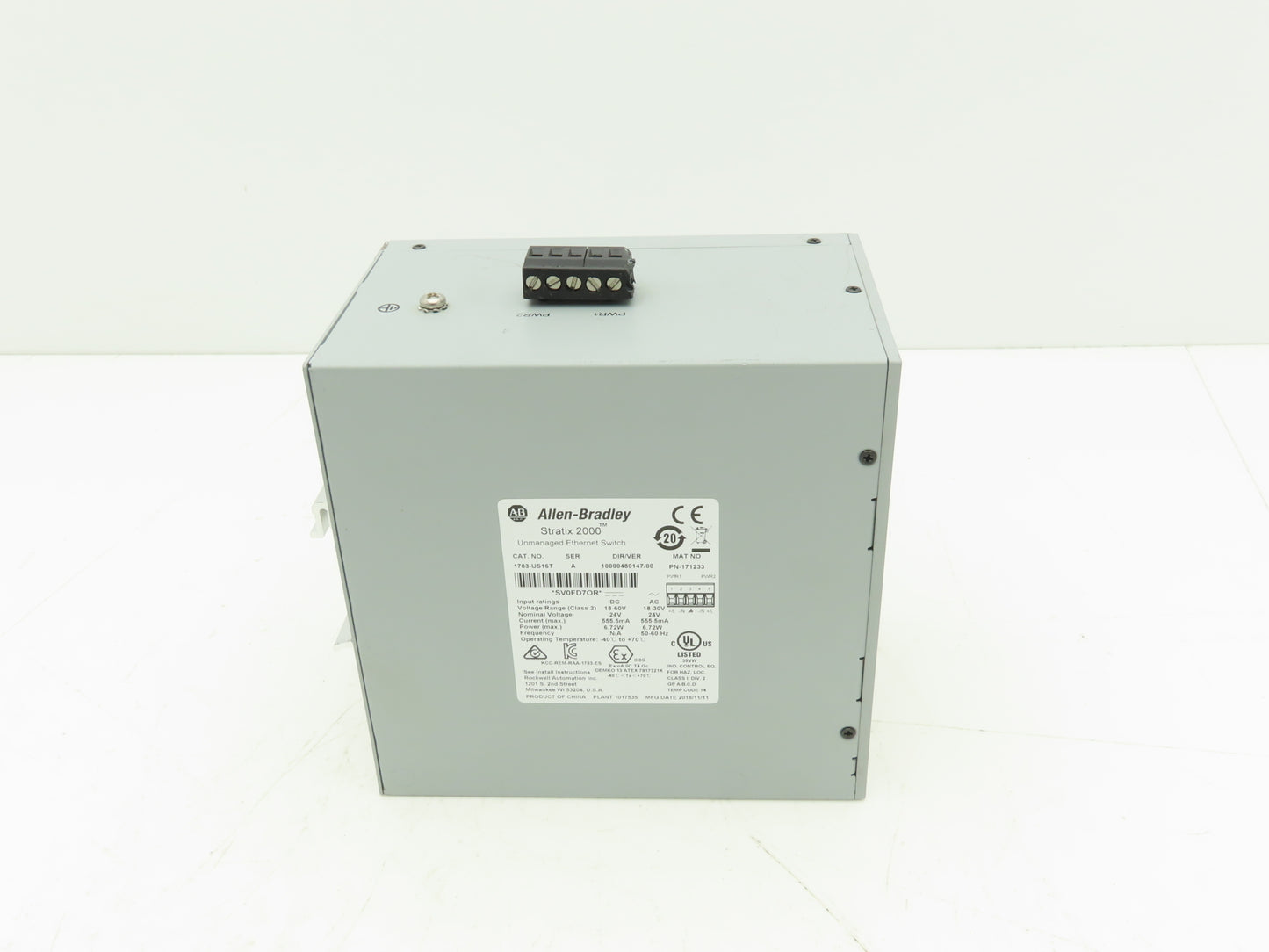 Allen Bradley 1783-US16T Stratix 2000 Unmanaged Ethernet Switch 16-Port Ser A