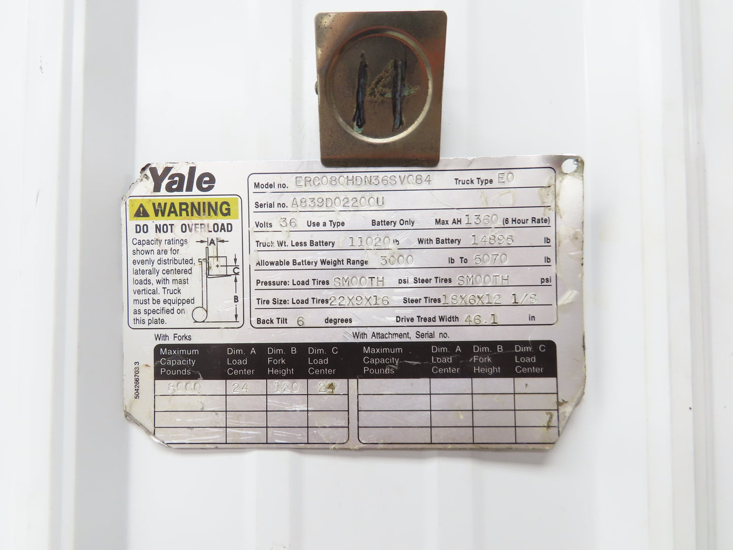 Yale 8620080 Forklift Hydraulic Haldex Pump & Motor 36/48VDC Off ERC080