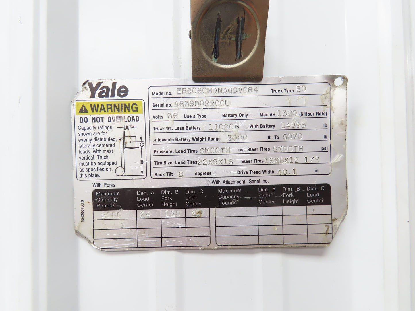 Yale 8620080 Forklift Hydraulic Haldex Pump & Motor 36/48VDC Off ERC080
