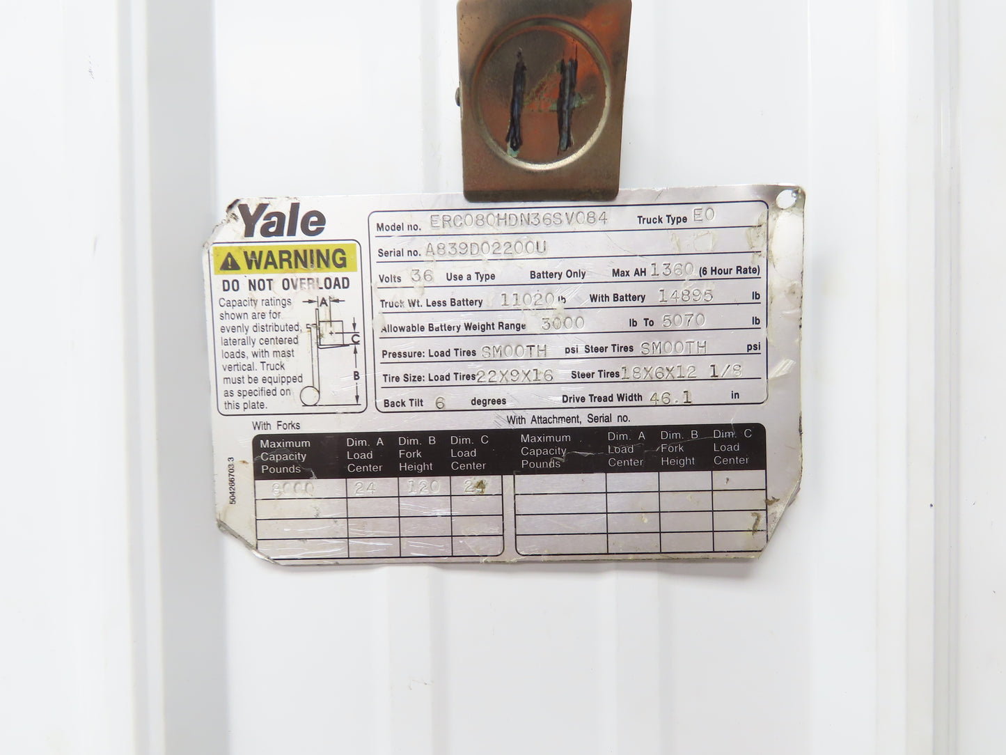 General Electric 375015 Yale Forklift Motor 23.5 Hp 48VDC Off ERC080HDN36SV084