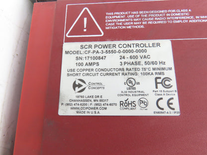Control Concepts CF-PA-3-5550-0-0000-0000 SCR Power Controller 100A 24-600V 3PH