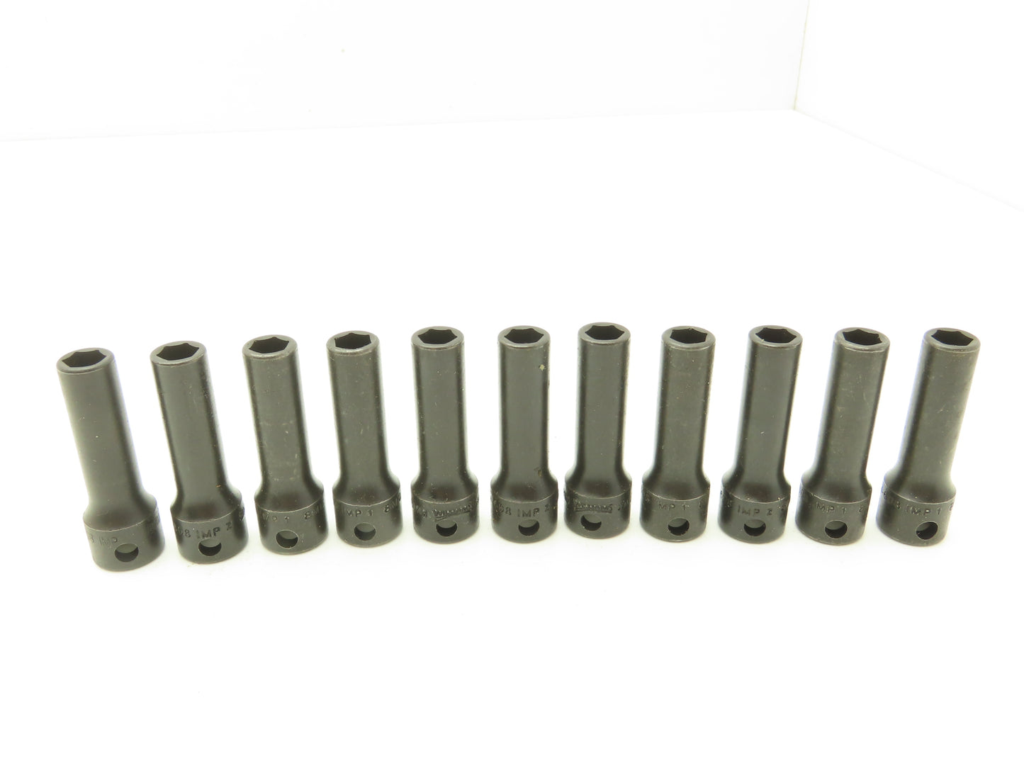 Williams 12M-608 IMP 3/8" Drive 8MM 6 Point Impact Socket Deep 2-1/8"L Lot of 11
