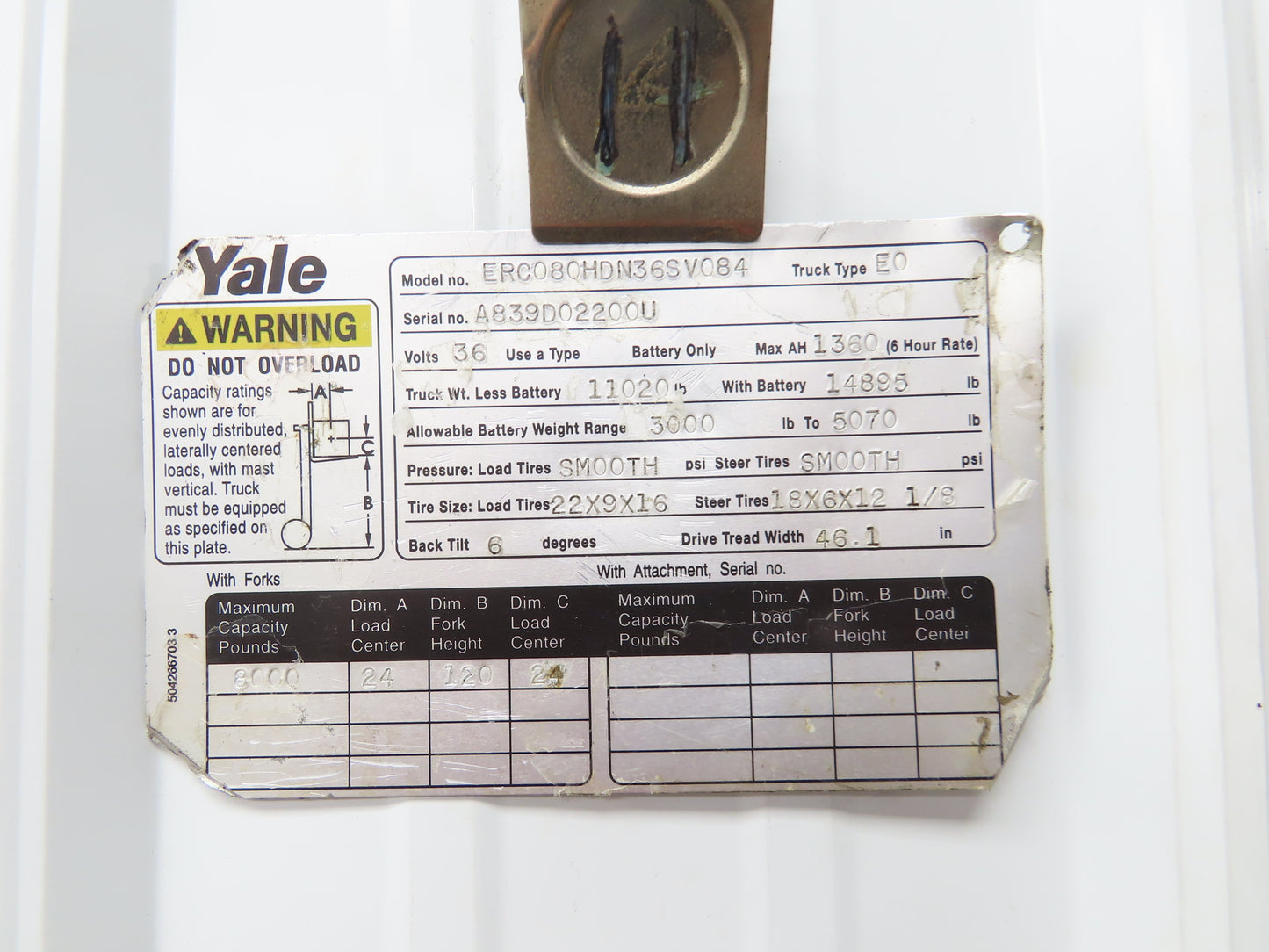 Yale 370401 Forklift Dual-Wheel Rear Steer Axle Assembly ERC080HDN36SV084
