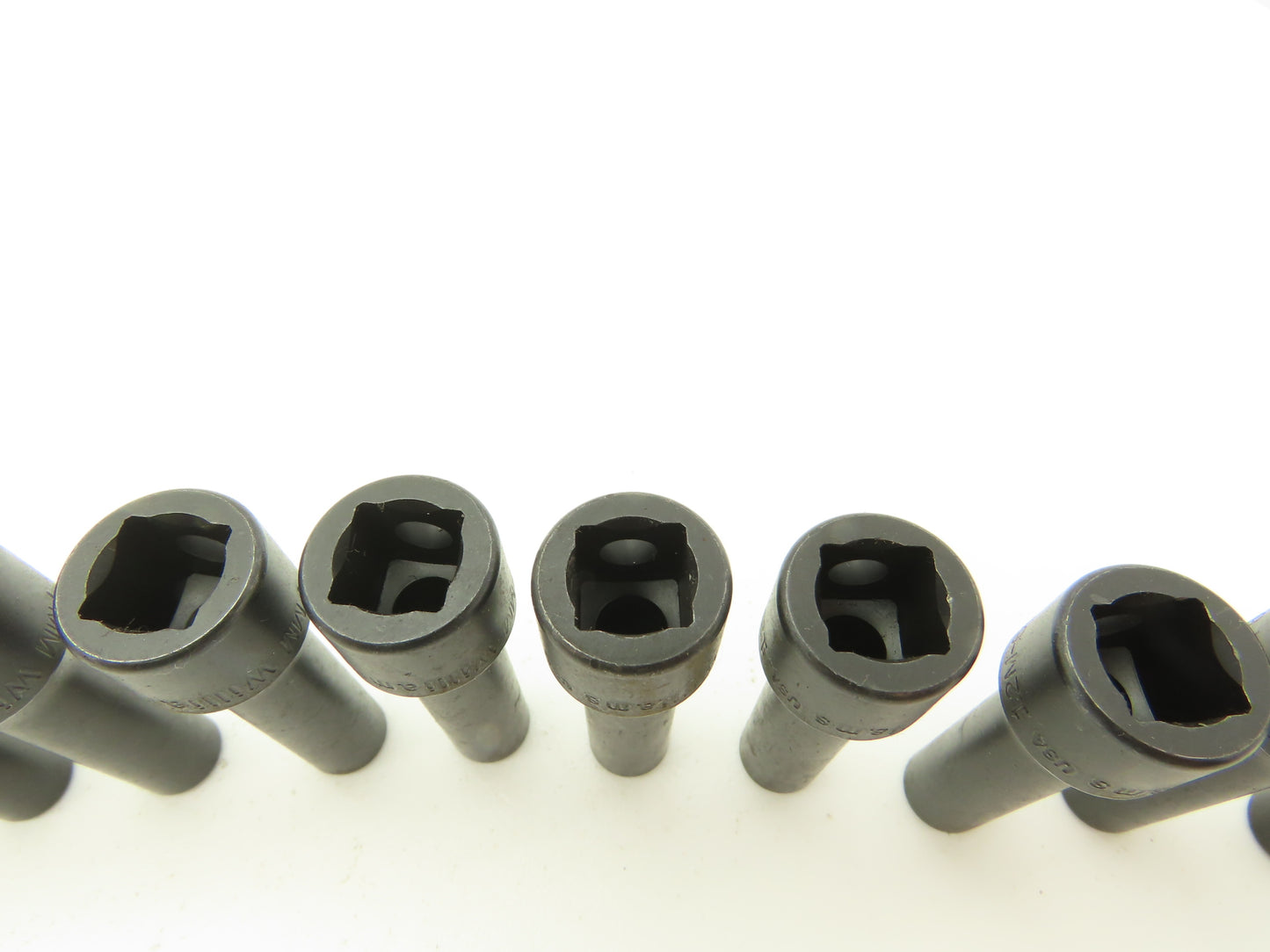 Williams 12M-607 IMP 3/8" Drive 7MM 6 Point Impact Socket Deep 2-1/8"L Lot of 12