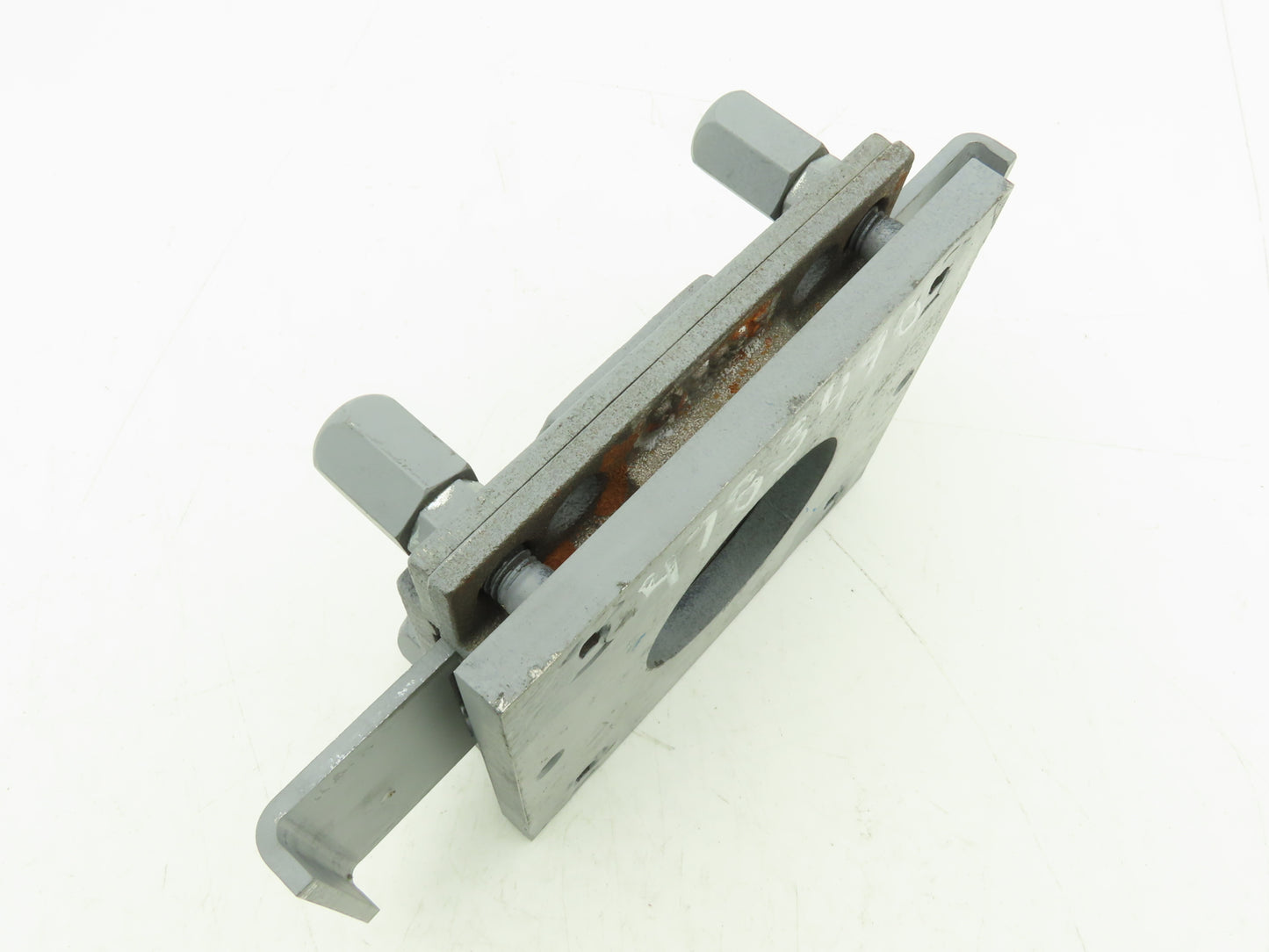 Steel Hopper Feed Bin Manual Slide Gate 3"Opening 6-1/4"x7" Flange Gray
