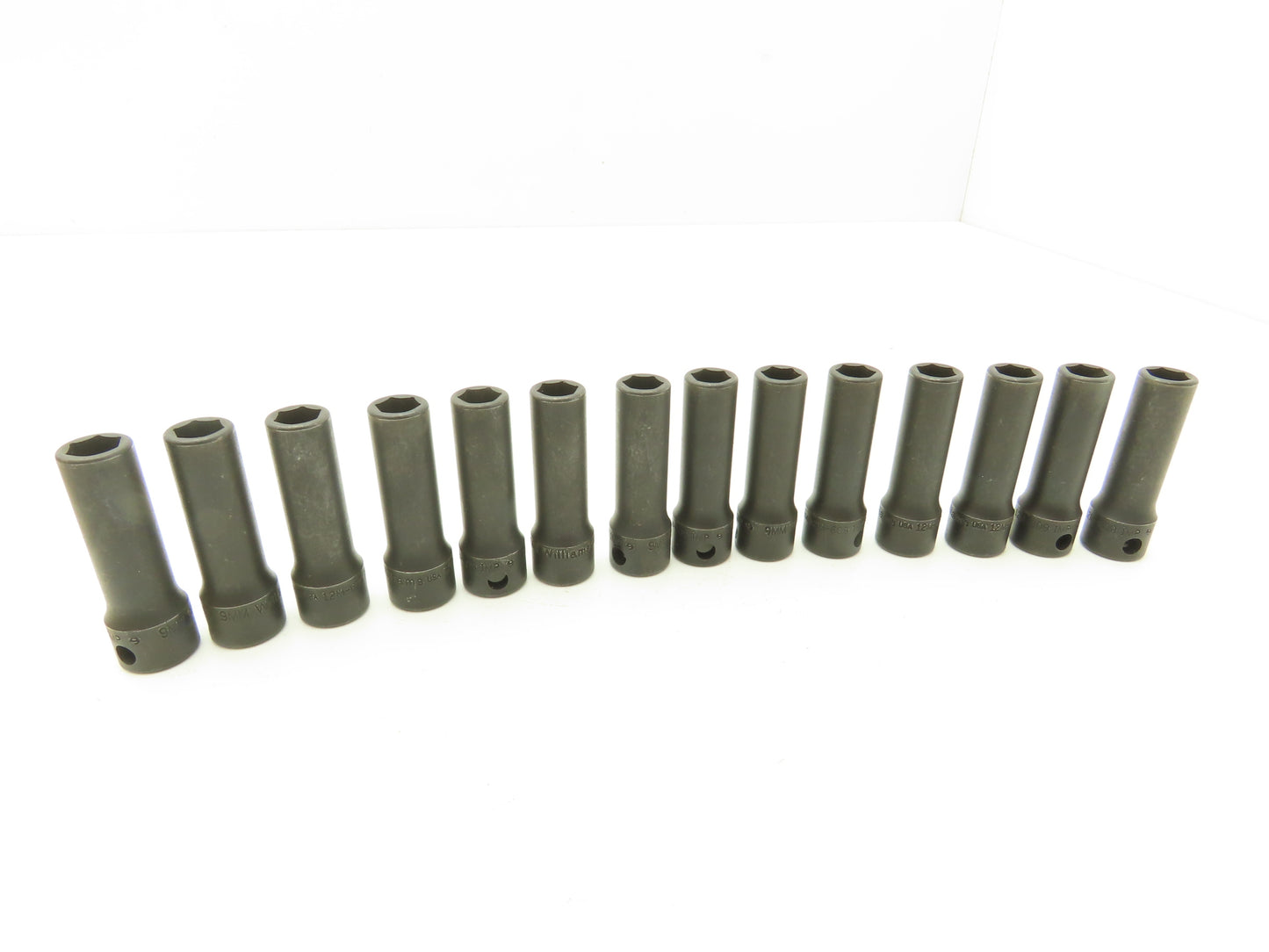 Williams 12M-609 IMP 3/8" Drive 9MM 6 Point Impact Socket Deep 2-1/8"L Lot of 14