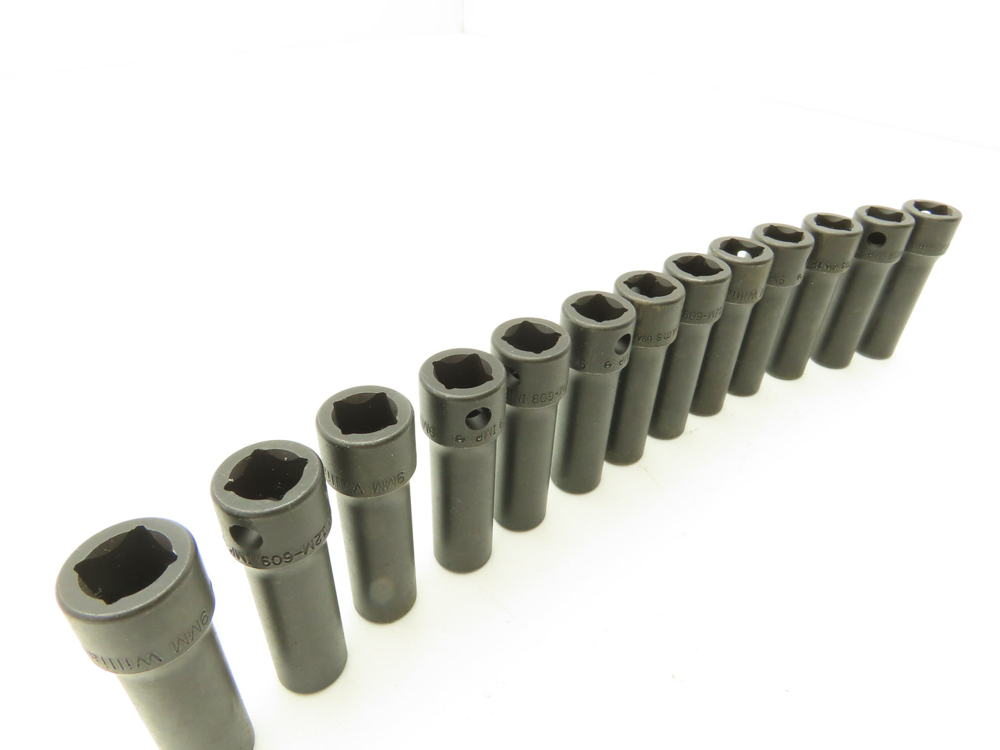 Williams 12M-609 IMP 3/8" Drive 9MM 6 Point Impact Socket Deep 2-1/8"L Lot of 13