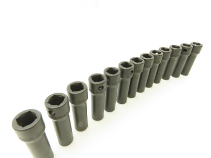 Williams 12M-609 IMP 3/8" Drive 9MM 6 Point Impact Socket Deep 2-1/8"L Lot of 13