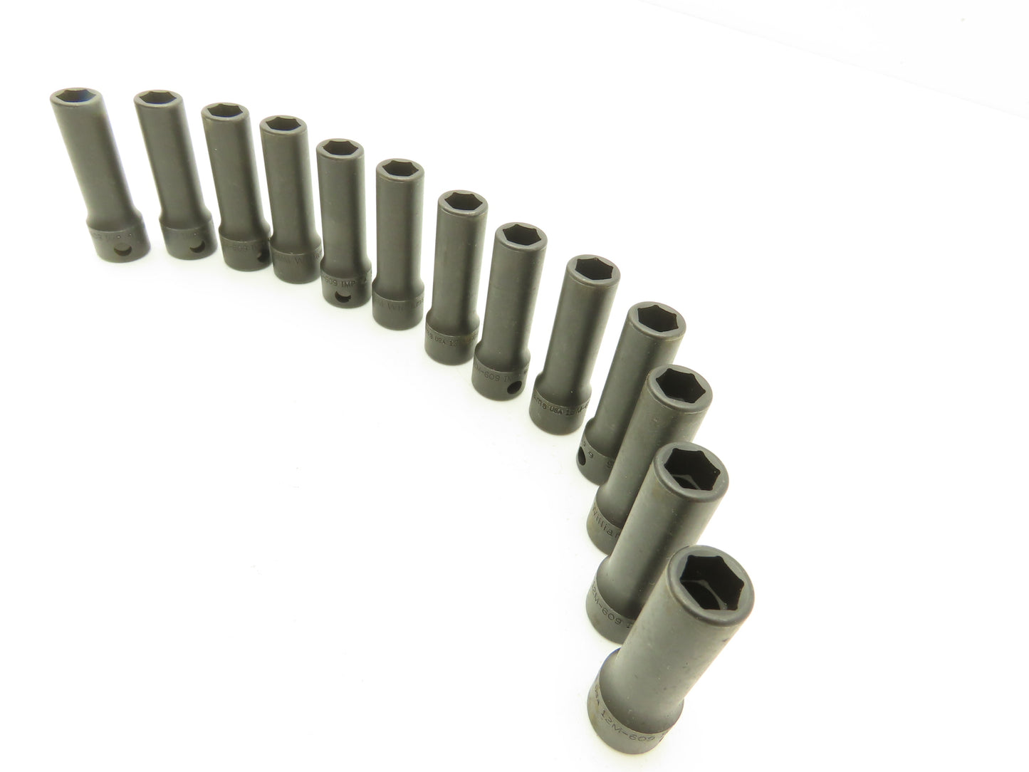 Williams 12M-609 IMP 3/8" Drive 9MM 6 Point Impact Socket Deep 2-1/8"L Lot of 13