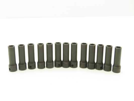 Williams 12M-609 IMP 3/8" Drive 9MM 6 Point Impact Socket Deep 2-1/8"L Lot of 13