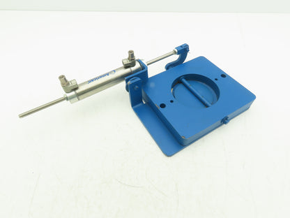 Steel Hopper Feed Bin Pneumatic Flap Gate 3"Opening 6-1/4"x7" Flange Blue