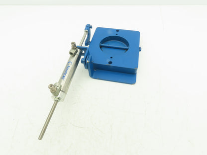 Steel Hopper Feed Bin Pneumatic Flap Gate 3"Opening 6-1/4"x7" Flange Blue