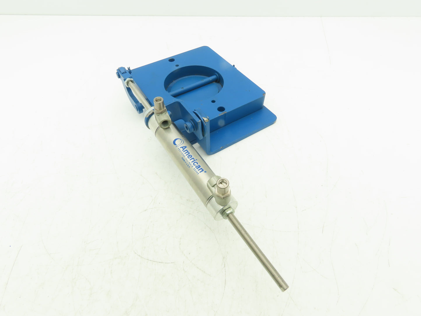 Steel Hopper Feed Bin Pneumatic Flap Gate 3"Opening 6-1/4"x7" Flange Blue