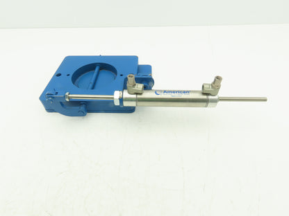Steel Hopper Feed Bin Pneumatic Flap Gate 3"Opening 6-1/4"x7" Flange Blue