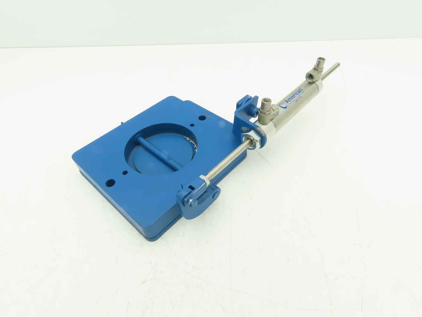 Steel Hopper Feed Bin Pneumatic Flap Gate 3"Opening 6-1/4"x7" Flange Blue