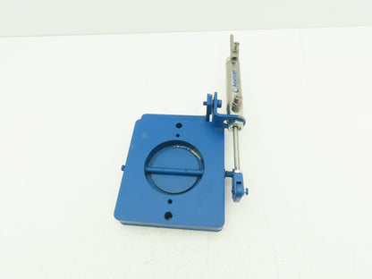 Steel Hopper Feed Bin Pneumatic Flap Gate 3"Opening 6-1/4"x7" Flange Blue