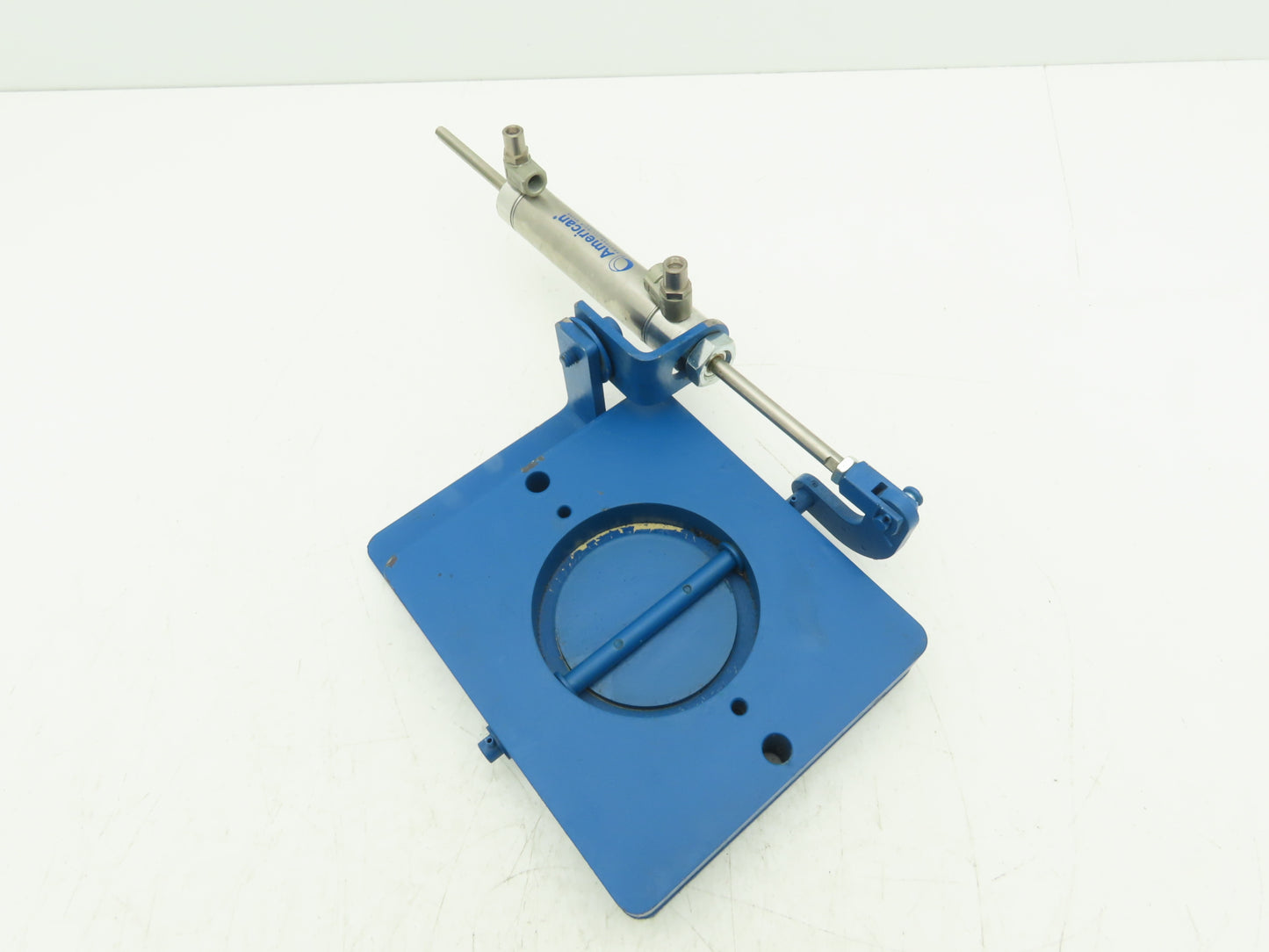 Steel Hopper Feed Bin Pneumatic Flap Gate 3"Opening 6-1/4"x7" Flange Blue