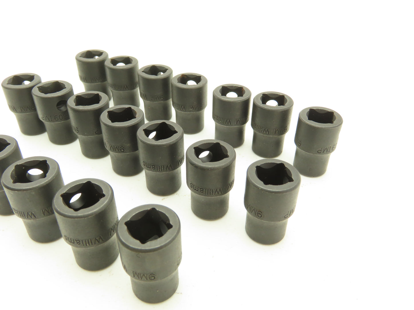 Williams 2M-609 IMP 3/8" Drive 9MM 6 Point Impact Socket Shallow Lot of 19