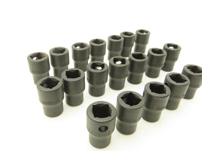 Williams 2M-609 IMP 3/8" Drive 9MM 6 Point Impact Socket Shallow Lot of 19