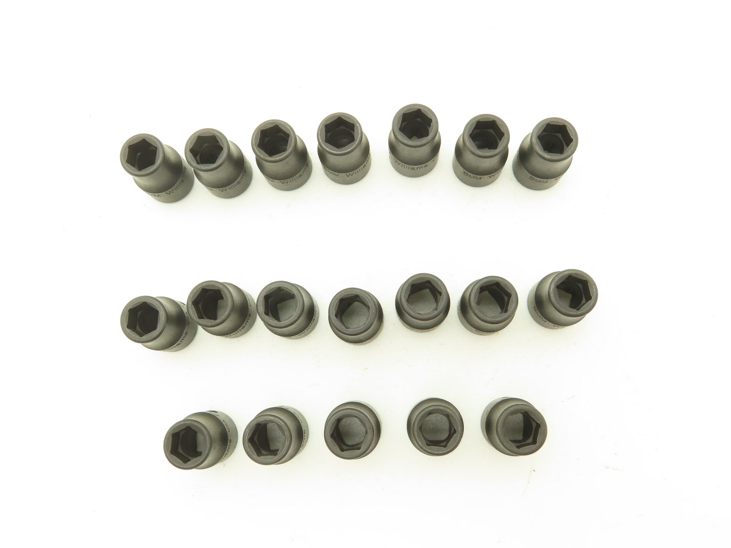 Williams 2M-609 IMP 3/8" Drive 9MM 6 Point Impact Socket Shallow Lot of 19