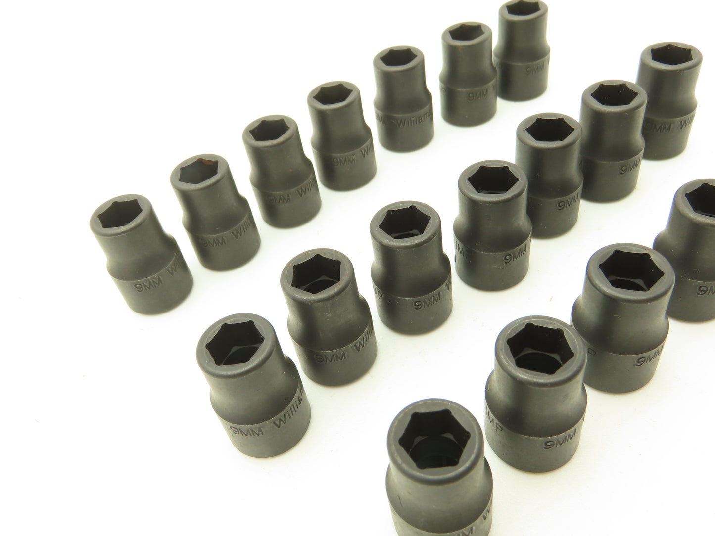 Williams 2M-609 IMP 3/8" Drive 9MM 6 Point Impact Socket Shallow Lot of 19