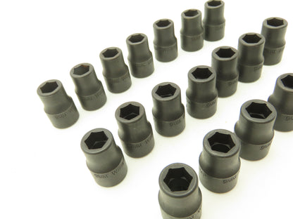 Williams 2M-609 IMP 3/8" Drive 9MM 6 Point Impact Socket Shallow Lot of 19