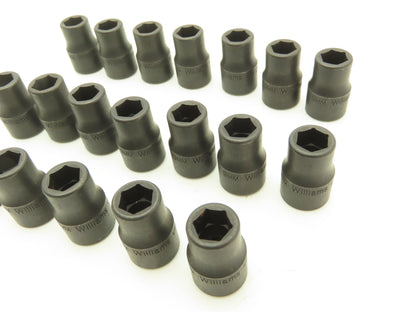 Williams 2M-609 IMP 3/8" Drive 9MM 6 Point Impact Socket Shallow Lot of 19