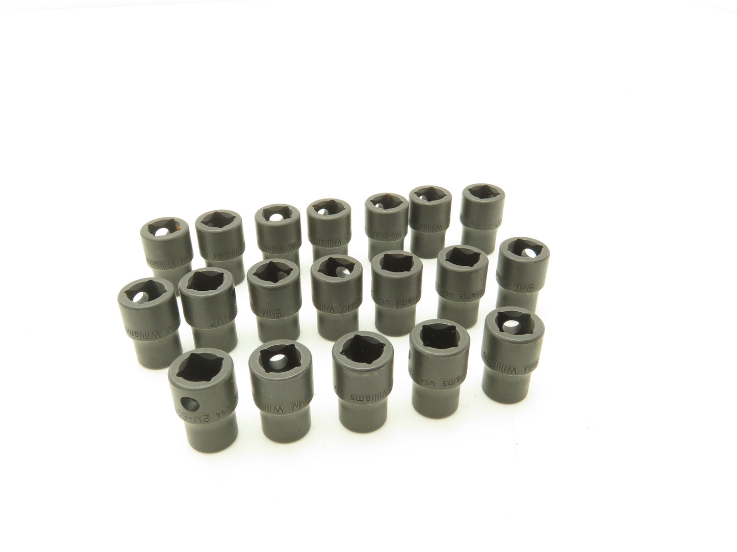Williams 2M-609 IMP 3/8" Drive 9MM 6 Point Impact Socket Shallow Lot of 19