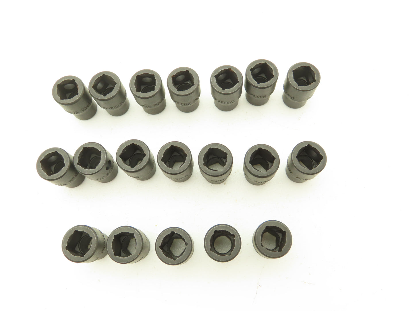 Williams 2M-609 IMP 3/8" Drive 9MM 6 Point Impact Socket Shallow Lot of 19