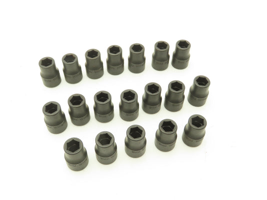 Williams 2M-609 IMP 3/8" Drive 9MM 6 Point Impact Socket Shallow Lot of 19