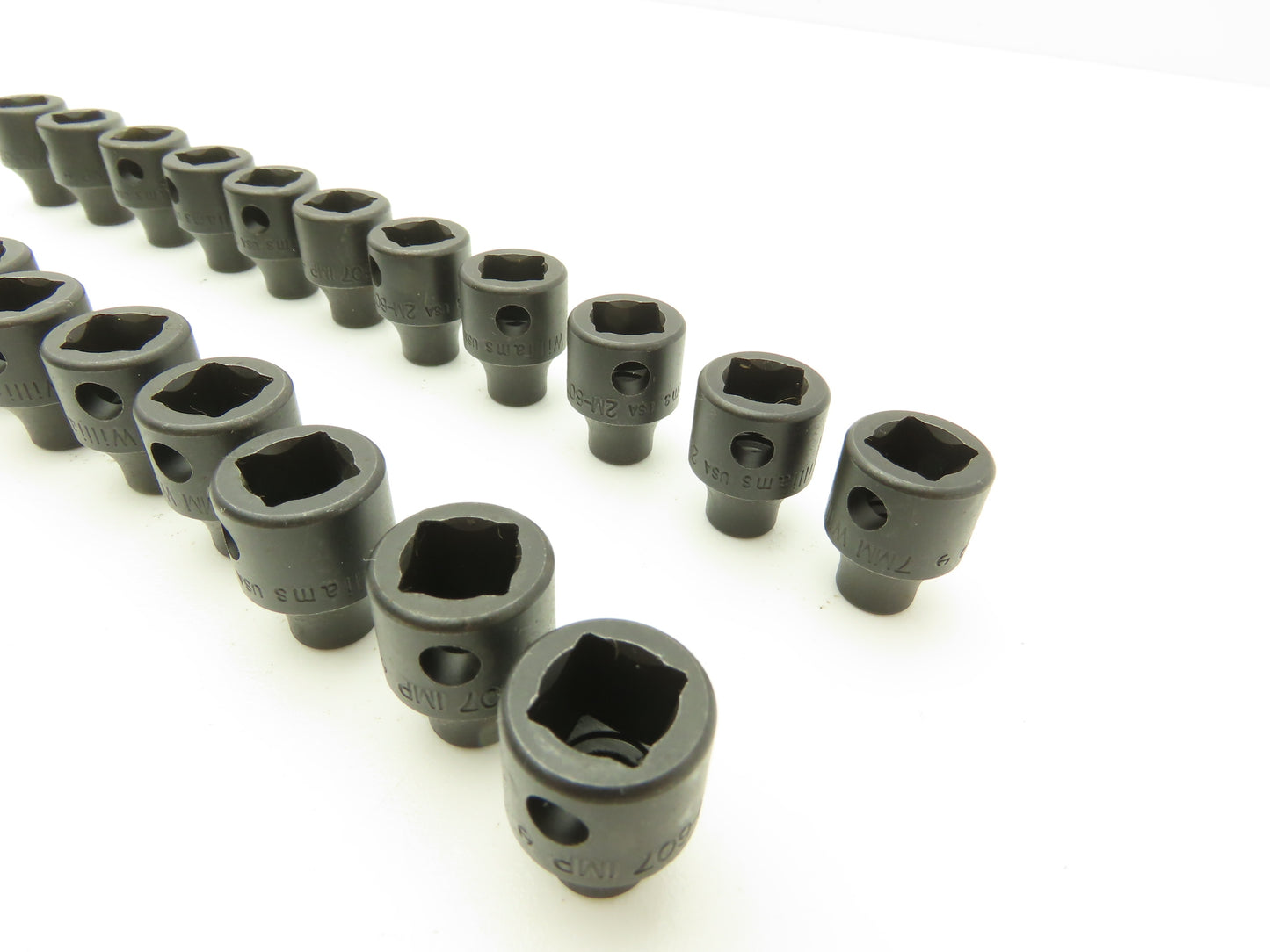 Williams 2M-607 IMP 3/8" Drive 7MM 6 Point Impact Socket Shallow Lot of 22