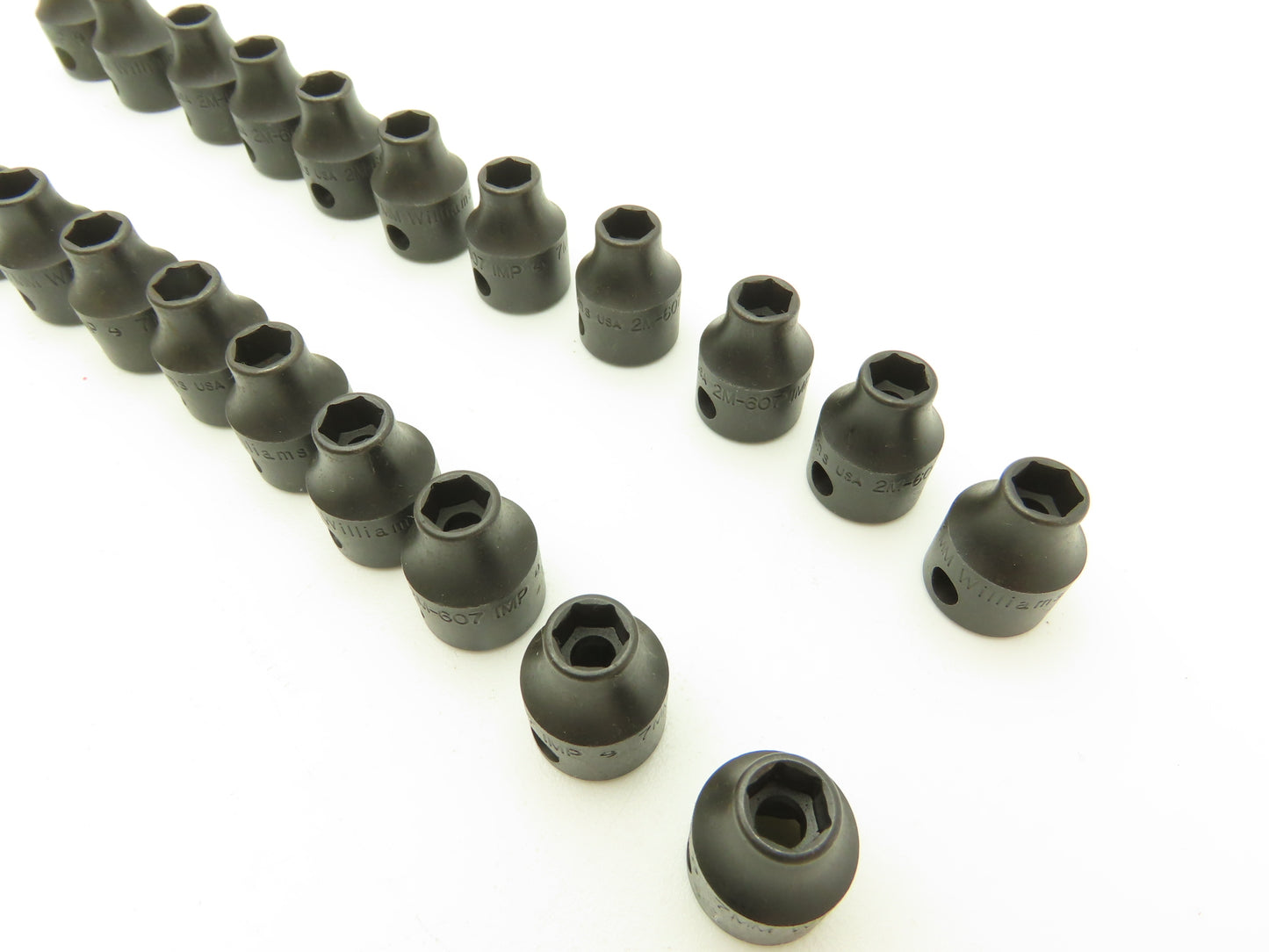 Williams 2M-607 IMP 3/8" Drive 7MM 6 Point Impact Socket Shallow Lot of 22