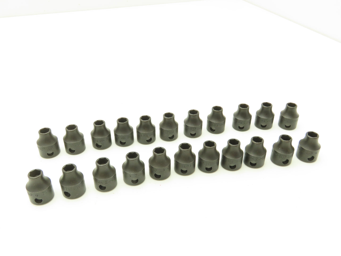 Williams 2M-607 IMP 3/8" Drive 7MM 6 Point Impact Socket Shallow Lot of 22