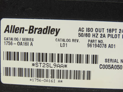 Allen Bradley 1756-0A16I ControlLogix 16PT Isolated Output 24VDC F/W Rev 2.1