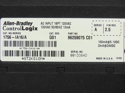 Allen Bradley 1756-IA16/A ControlLogix PLC AC Input Module 16PT Rev G01 FW 2.5