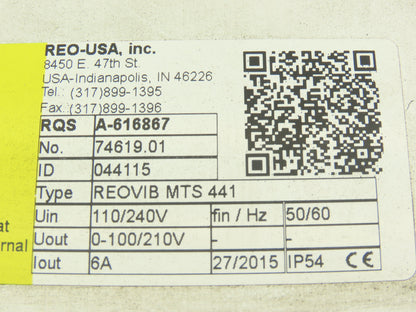 REO USA REOVIB MTS 441 Vibratory Conveyor Frequency Converter 110/240V -PARTS