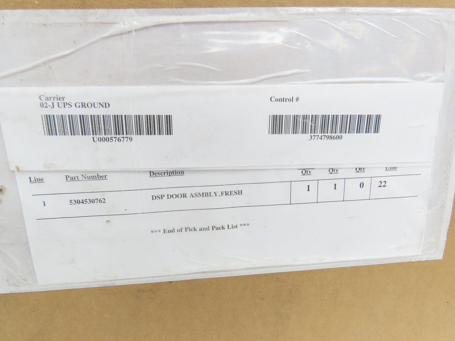 5304530762 Electrolux Left Refrigerator Door Black Stainless Ice Dispenser