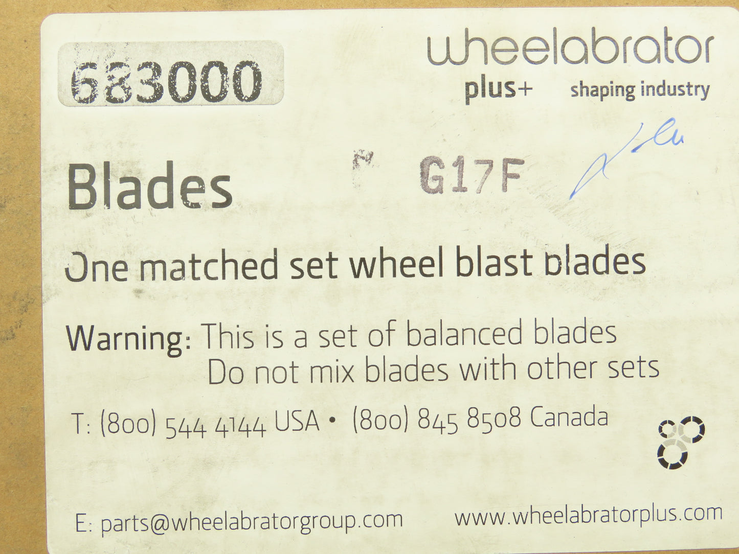 Wheelabrator 683000 Shot Blaster Wheel Blast Blades Matched Set of 8