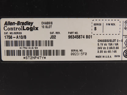 Allen Bradley 1756-A10 I/O 10 Slot Rack Chassis & Power Supply 1756-PA72
