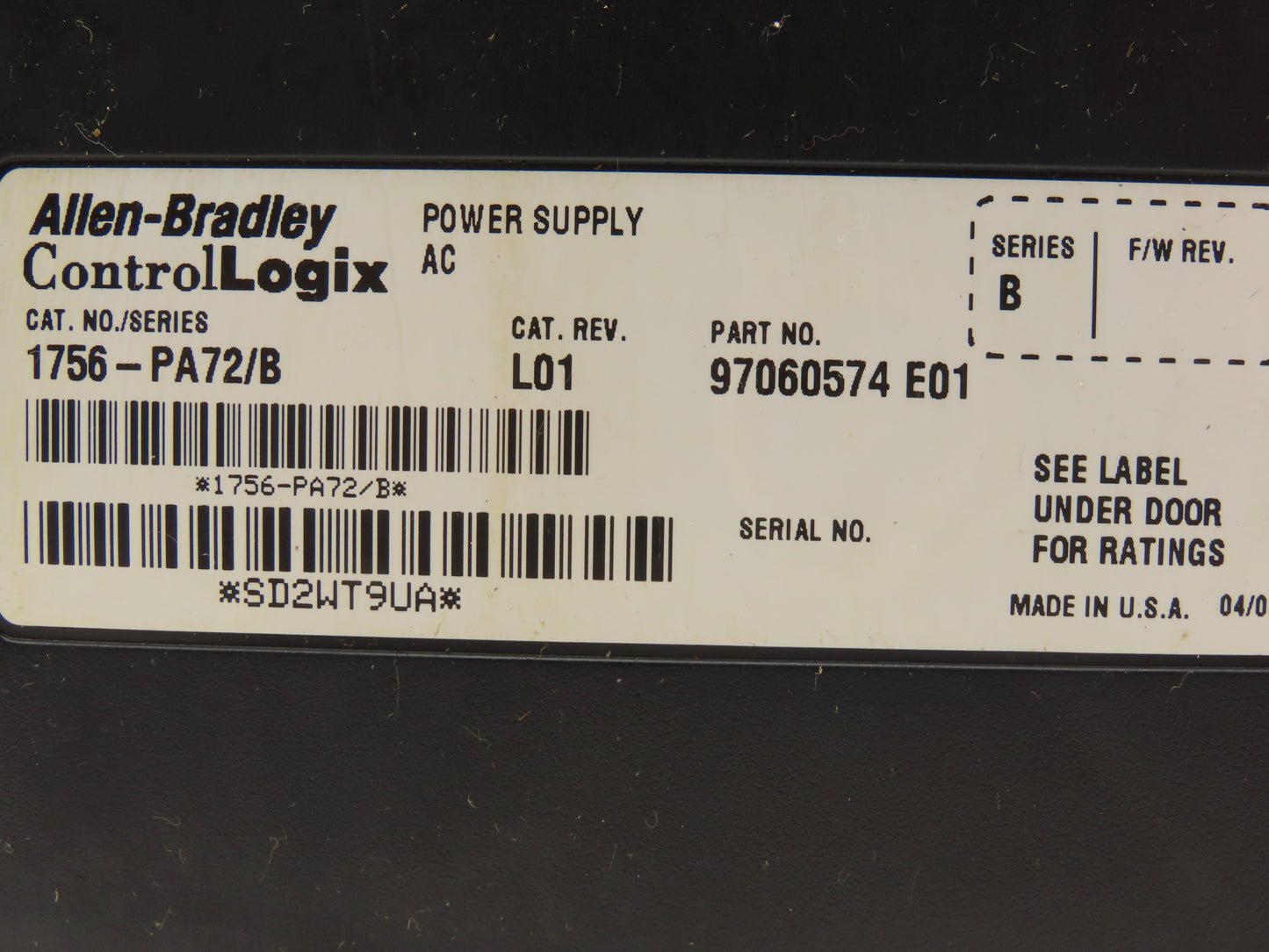 Allen Bradley 1756-A10 I/O 10 Slot Rack Chassis & Power Supply 1756-PA72