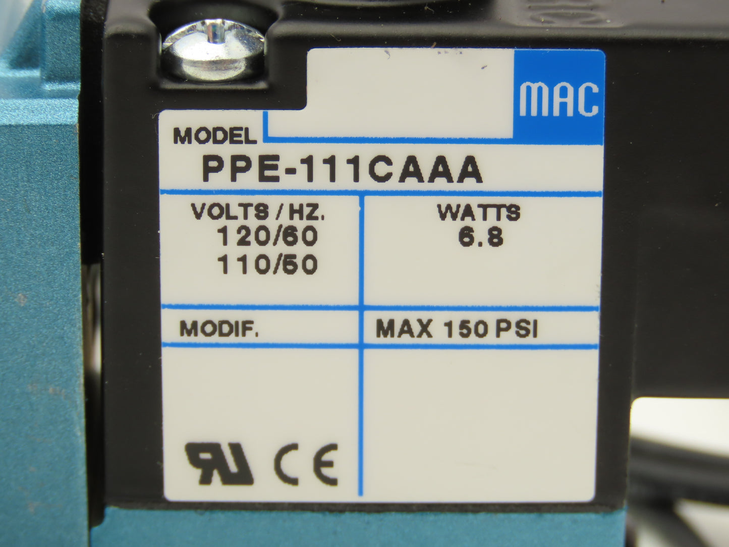 Mac 821C-PP-111CA-152 Double Solenoid Valve 5/2-Way 150psi 1/4"npt 120V