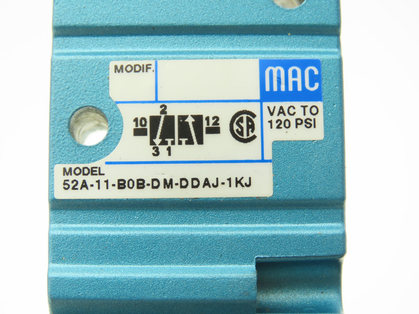 Mac 52A-11-B0B-DM-DDAJ-1KJ Pneumatic Solenoid Valve 3/2-Way 150psi 1/4"npt 24VDC
