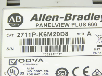 Allen Bradley 2711P-K6M20D8 HMI PanelView Plus 600 Screen Push Button Series A