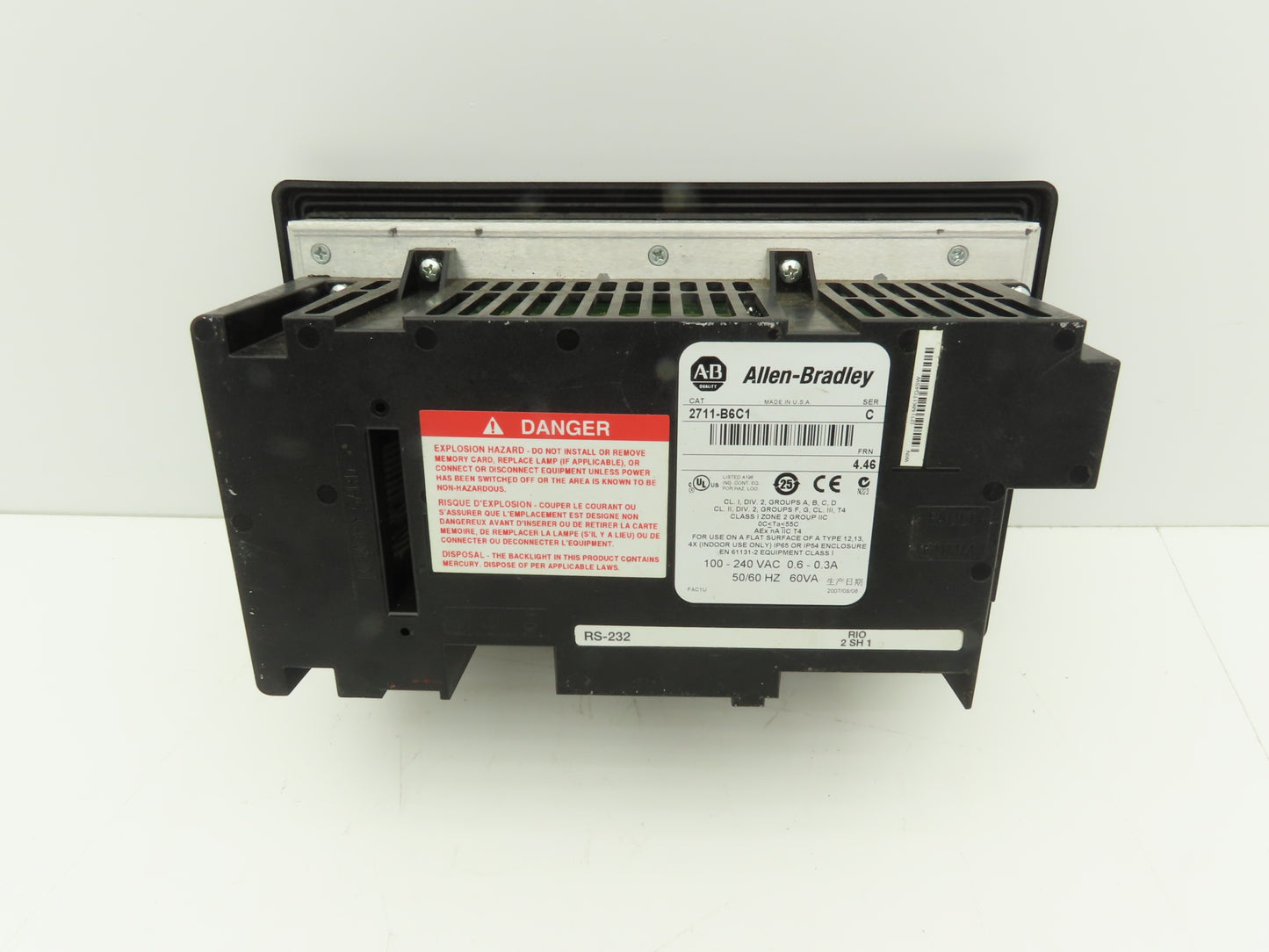 Allen Bradley 2711-B6C1 PanelView 600 HMI Control Panel Ser C FRN 4.46