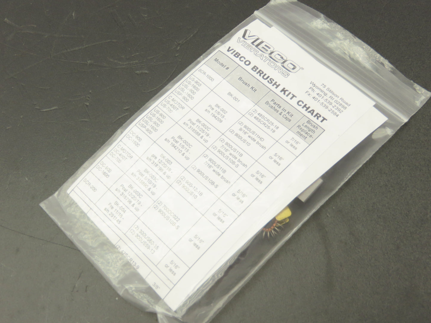 Vibco BK-007 SCR-200 Industrial Vibrator Carbon Brush Kit H610